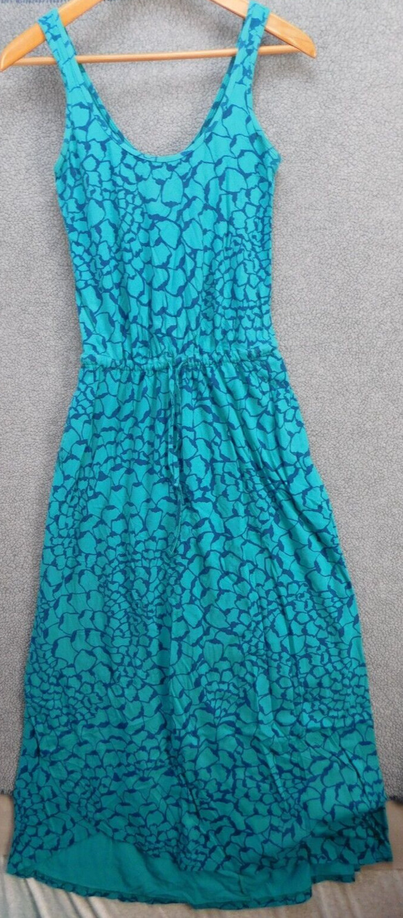 The North Face Teal Blue Printed Maxi Dress Size XS Pockets